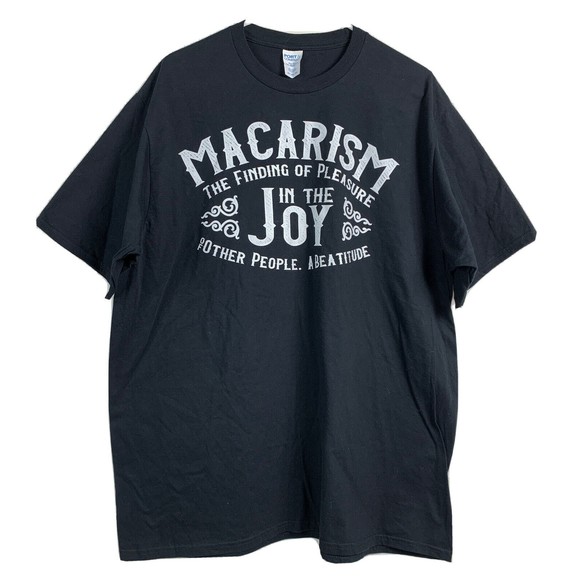 Port & Company T-Shirt Top Black White Graphic MACARISM 100% Cotton Tee 2XL NWOT - Picture 4 of 11